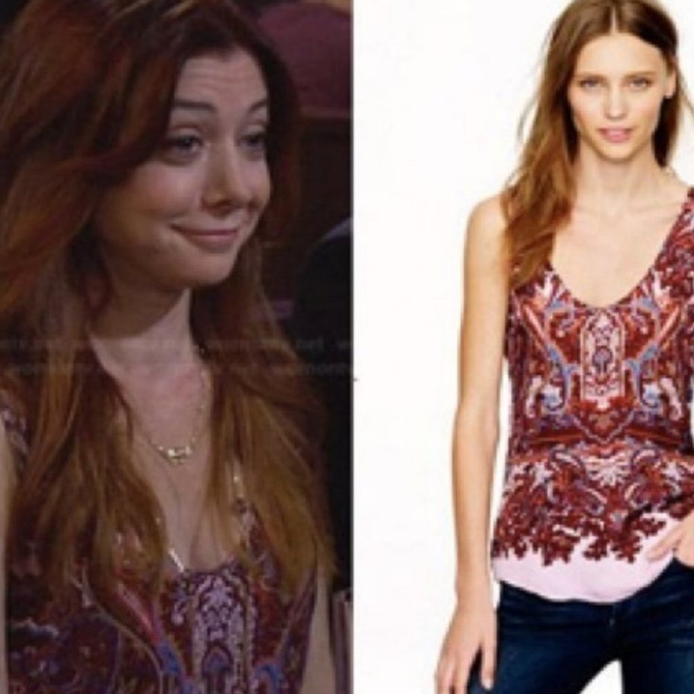 J Crew 100% Silk Bohemian Cate Camisole Tank Top Size 00 Pink‎ Purple HIMYM Boho - Picture 2 of 15